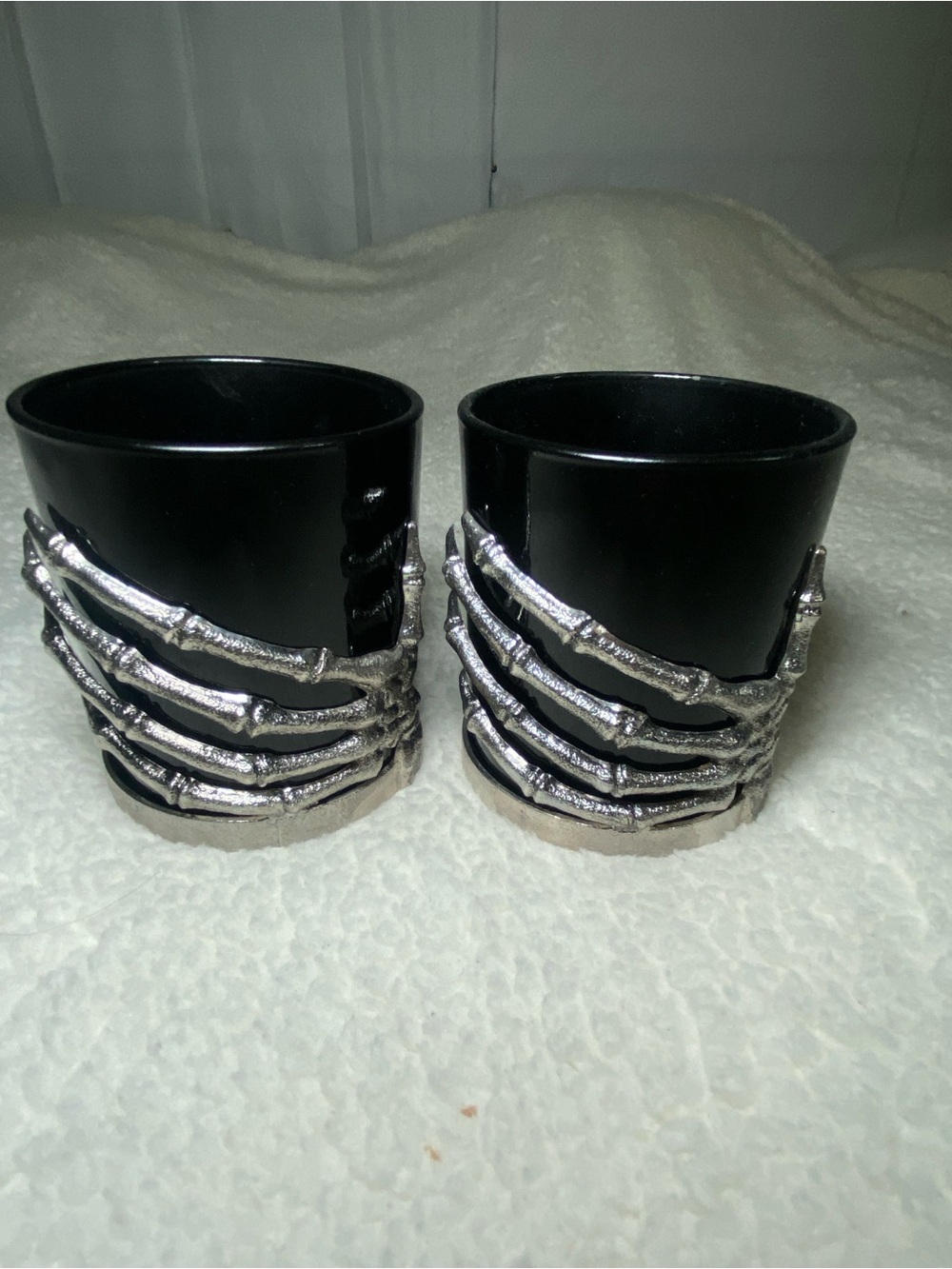 Black and Silver Skeleton Rib Glasses - Set of 2